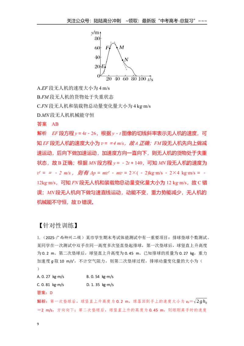 《考点50动量定理（教师版）_04-物理-高考总复习_一轮复习_2026年-物理高考一轮复习_2026年高考物理一轮复习重点考点解读与针对性精讲练-G449_资料_2026版》第9页预览
