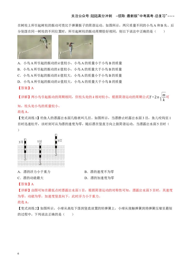 《第27讲机械振动、机械波（复习讲义）（四川专用）（教师版）_04-物理-高考总复习_一轮复习_2026年-物理高考一轮复习_2026年高考物理一轮课件+讲义+练习（四川专用）-G335》第6页预览