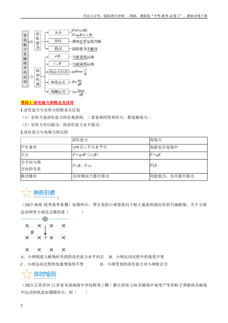 《考点45带电粒子在磁场中运动洛伦兹力（原卷版）_04-物理-高考总复习_一轮复习_2024年_2024年高考物理一轮复习考点帮（全国通用）》第2页预览