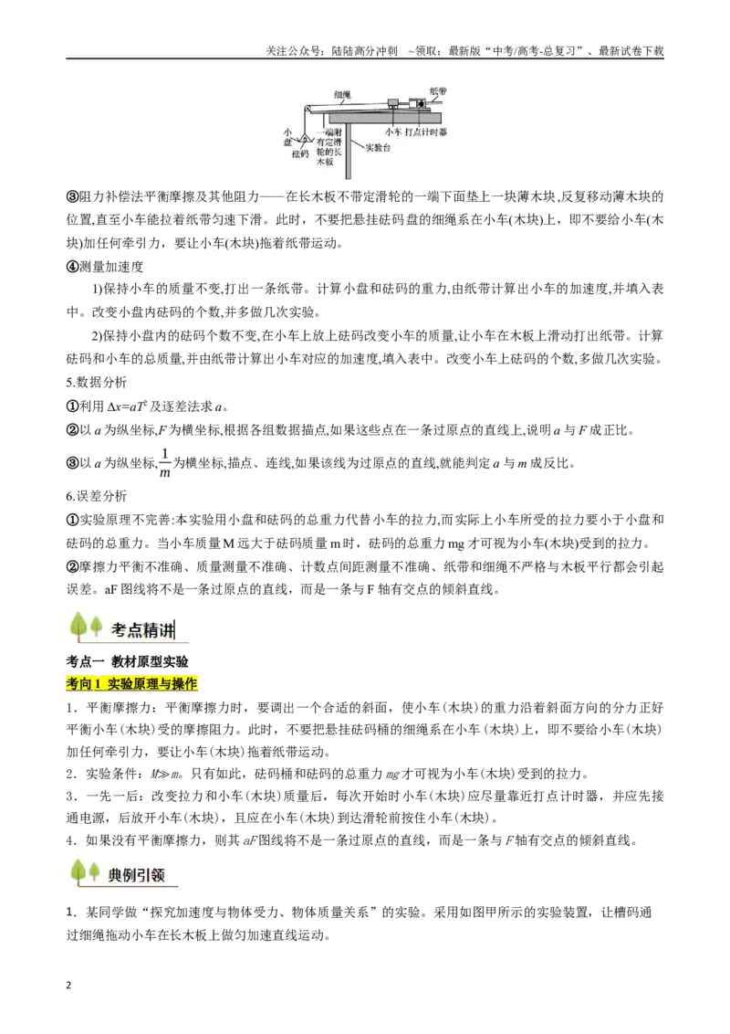 《考点13探究加速度与物体受力、物体质量的关系（核心考点精讲精练）（学生版）_04-物理-高考总复习_一轮复习_2025年_2025年高考物理一轮复习考点精讲精练（新高考通用）》第2页预览