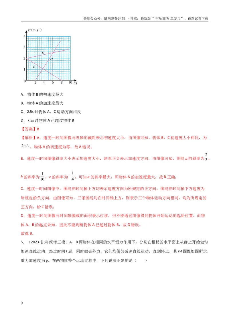 《考点巩固卷02图像问题（解析版）_04-物理-高考总复习_一轮复习_2024年_2024年高考物理一轮复习考点通关卷（新高考通用）_考点巩固卷_力学部分_1直线运动》第9页预览