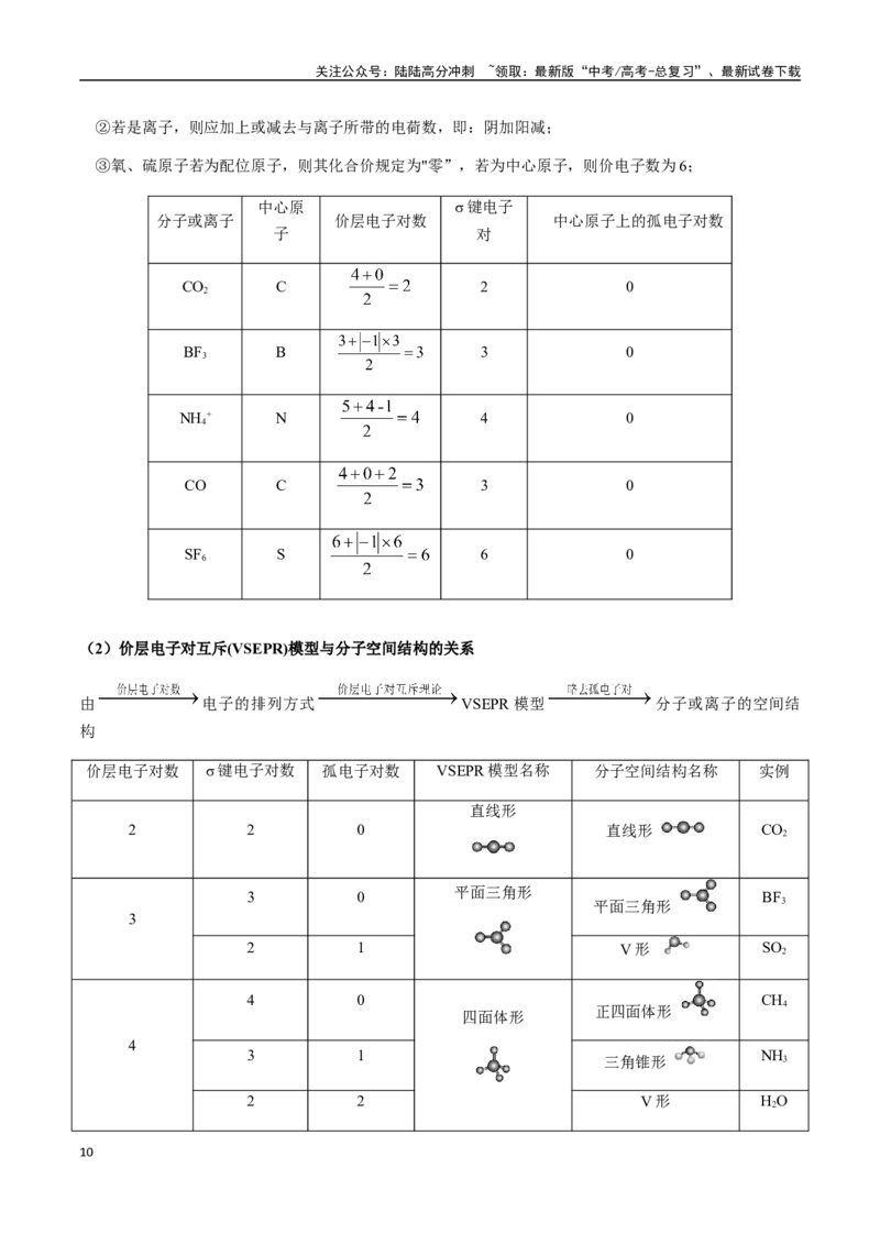 《考点32分子的空间构型、σ键与π键、大π键、配合物、超分子（教师版）（新教材新高考）_05-化学-高考总复习_一轮复习_2025年_资料》第10页预览