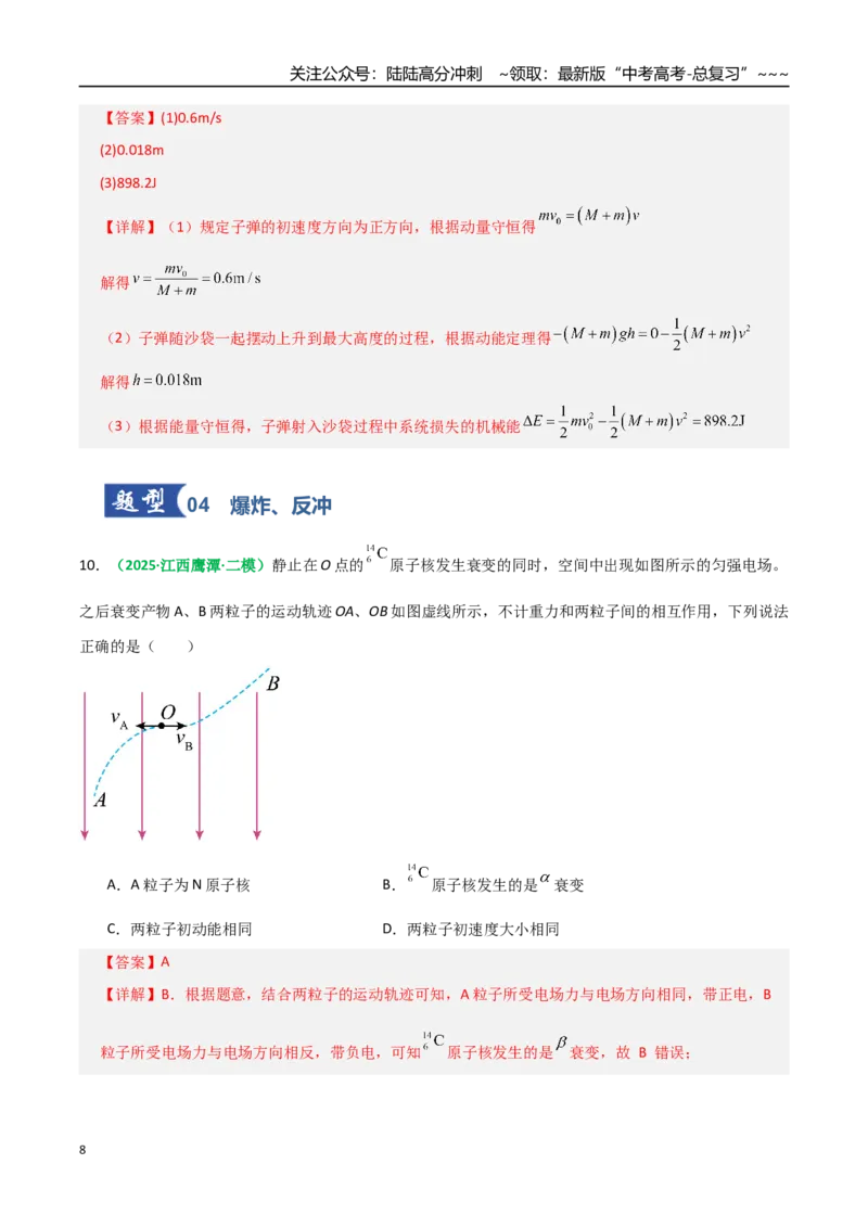 《第25讲动量守恒定律及其应用（专项训练）（全国通用）（教师版）_04-物理-高考总复习_一轮复习_2026年-物理高考一轮复习_2026年高考物理一轮复习讲义+练习+课件（新教材新高考）-G55》第8页预览