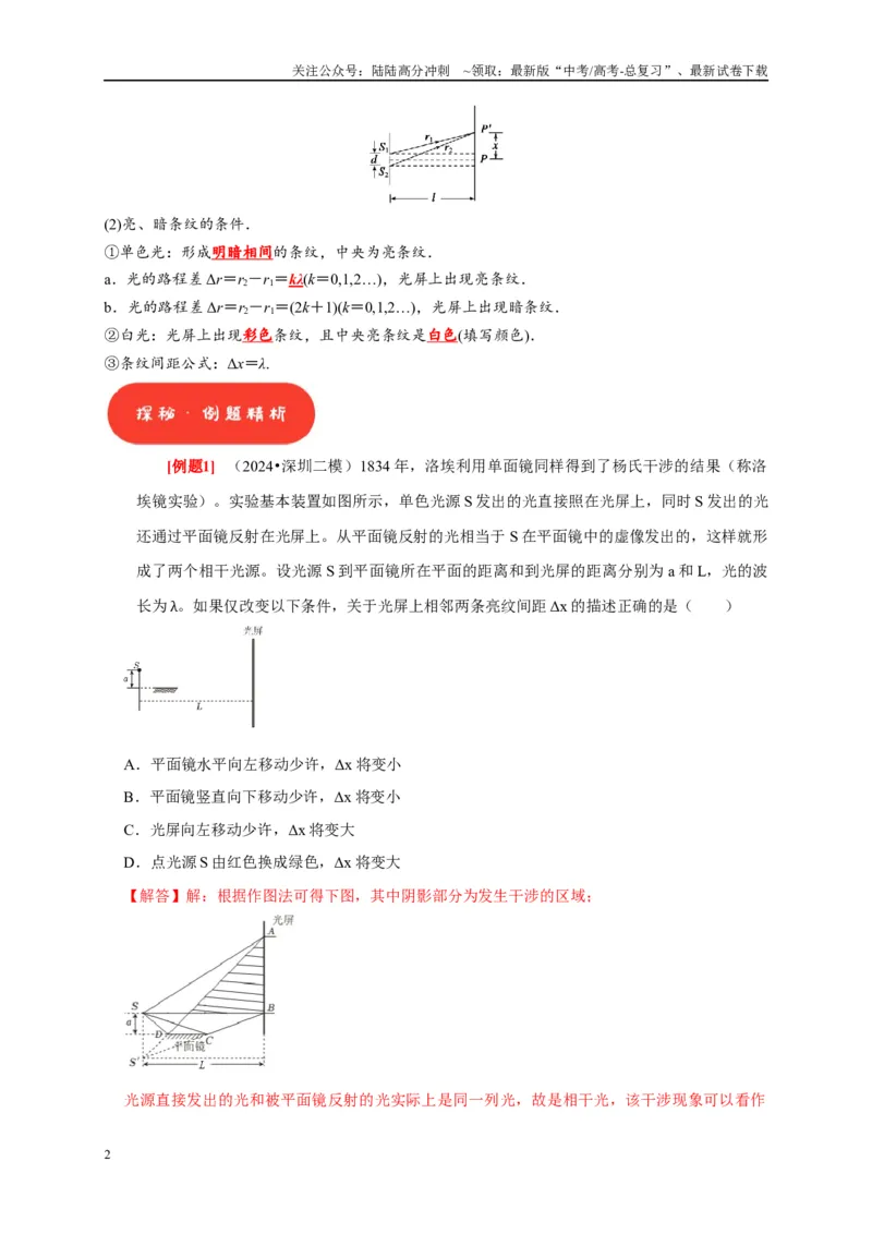 《第30讲　光的干涉、衍射和偏振（教师版）_04-物理-高考总复习_专项复习_2025年_2025高考物理考点精讲精练知识讲义专项训练_资料》第2页预览