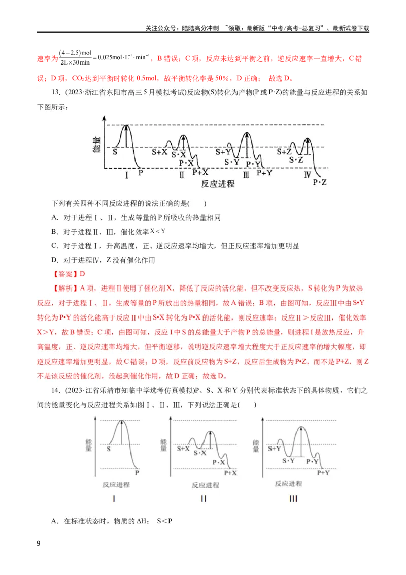 《考点21化学反应速率(好题冲关)(解析版)_05-化学-高考总复习_一轮复习_2024年_2024年高考化学一轮复习考点帮（全国通用）_考点21化学反应速率（核心考点精讲精练）（全国通用）》第9页预览