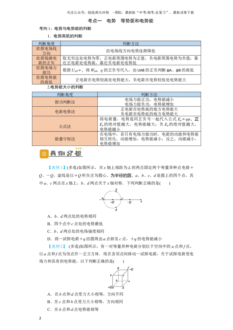 《第27讲　电场能的性质（原卷版）_04-物理-高考总复习_一轮复习_2024年_2024年高考物理一轮复习讲义知识详解典例分析重难_资料》第2页预览