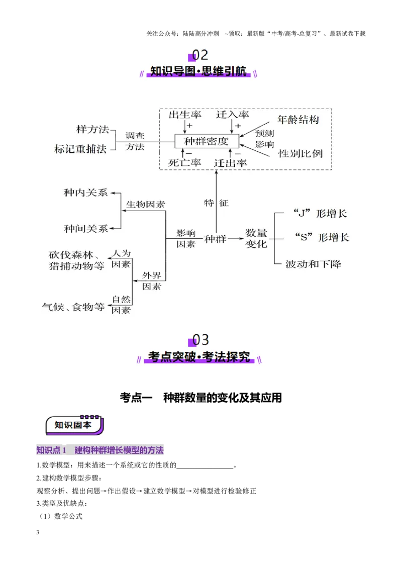 《第32讲种群及其动态（第二课时，种群的数量变化及其影响因素）（讲义）（学生版）_06-生物-高考总复习_一轮复习_2025年_2025年高考生物一轮复习讲义+练习+课件（新教材新高考）》第3页预览