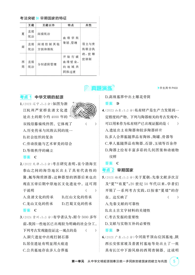 《1_01-第一单元　从中华文明起源到秦汉统一多民族封建国家的建立与巩固_2026版教学资源包_202653高考总复习A版_湖南版_2026版.湖南版.选考总复习.历史.5·3A版_二、教师用书PDF_2_精讲册PDF》第5页预览