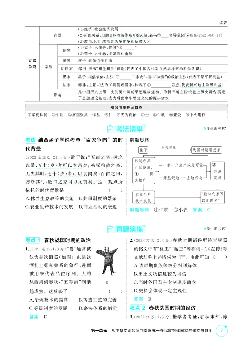 《1_01-第一单元　从中华文明起源到秦汉统一多民族封建国家的建立与巩固_2026版教学资源包_202653高考总复习A版_湖南版_2026版.湖南版.选考总复习.历史.5·3A版_二、教师用书PDF_2_精讲册PDF》第7页预览