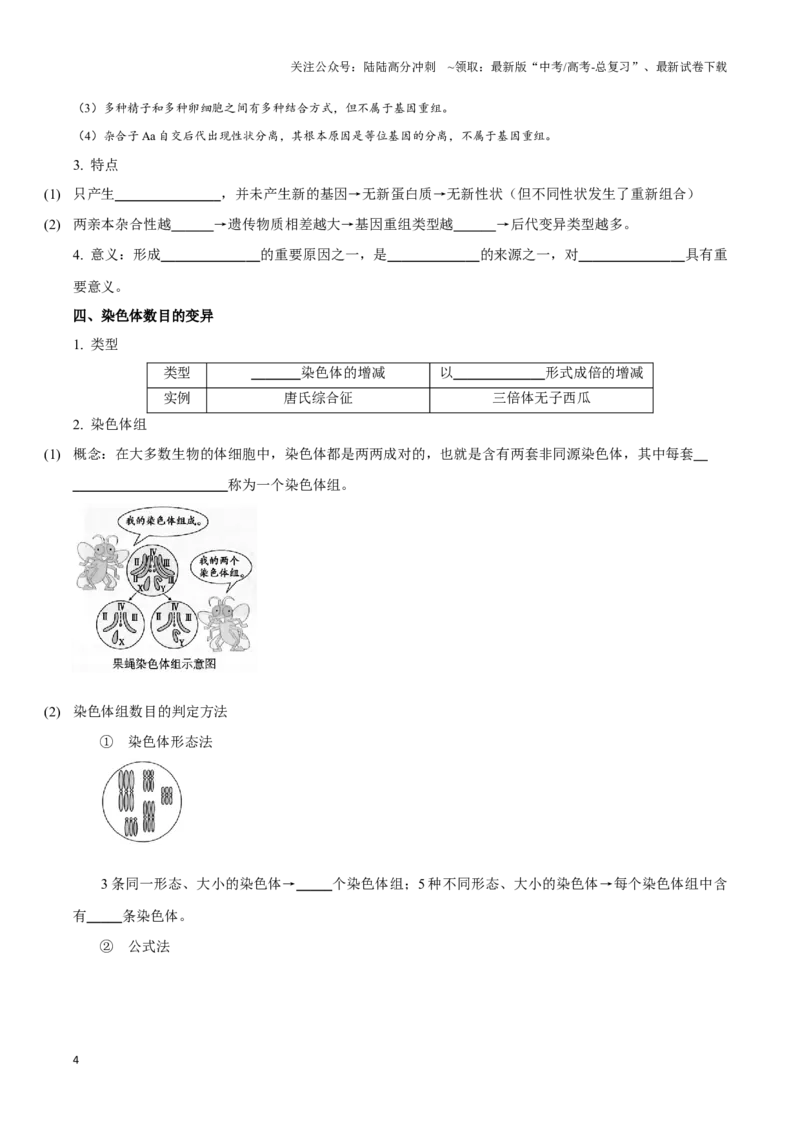 《考点24生物的变异（讲义）（原卷版）_06-生物-高考总复习_一轮复习_2024年_2023-2024学年高三生物一轮复习_资料》第4页预览