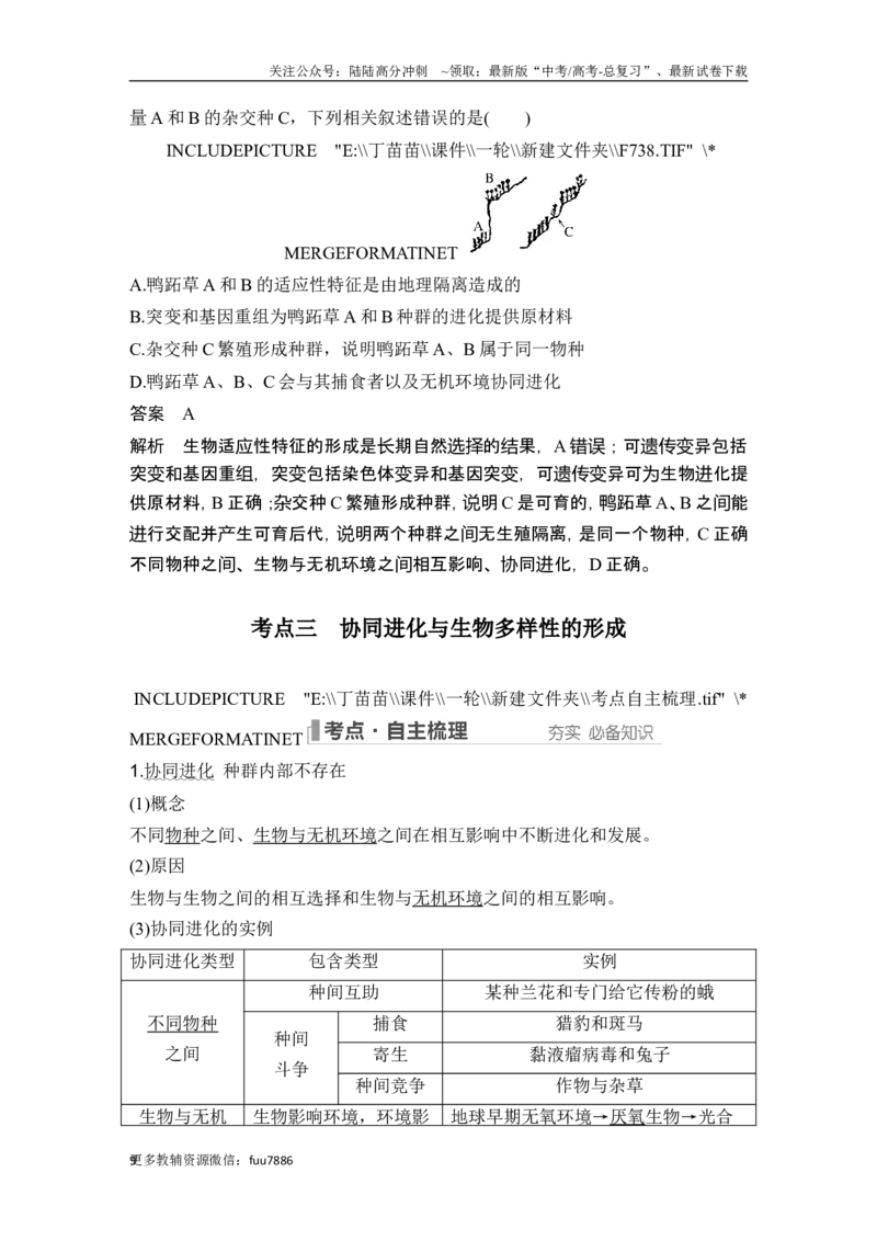 《第21讲生物的进化_06-生物-高考总复习_一轮复习_2024年_2024高考生物大一轮复习课件讲义新人教版知识总结_2024年高考生物一轮复习讲义（新人教版）_另赠1套Word版题库_必修2》第9页预览