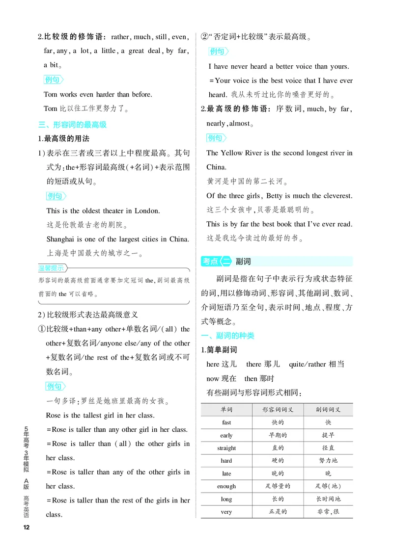 《1_2.PDF教参电子书——基础讲练册_2024版教学资源包_2024版.新高考版英语.5·3A版_2_专题二形容词和副词_2_PDF教参电子书》第3页预览