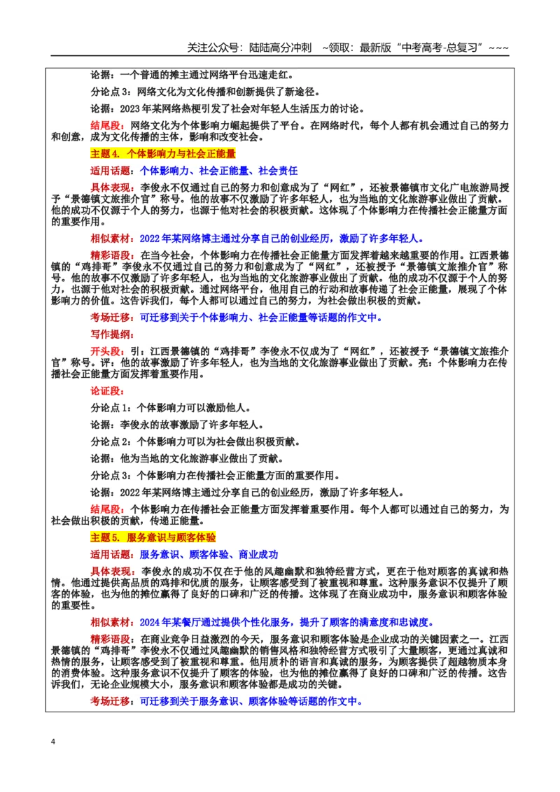 《热点话题49：情绪价值的力量与平凡岗位上的不平凡——江西景德镇“鸡排主理人”6块的鸡排吃出60块的情绪价值_专项复习_2026年-语文专项复习_资料_热点话题素材》第4页预览