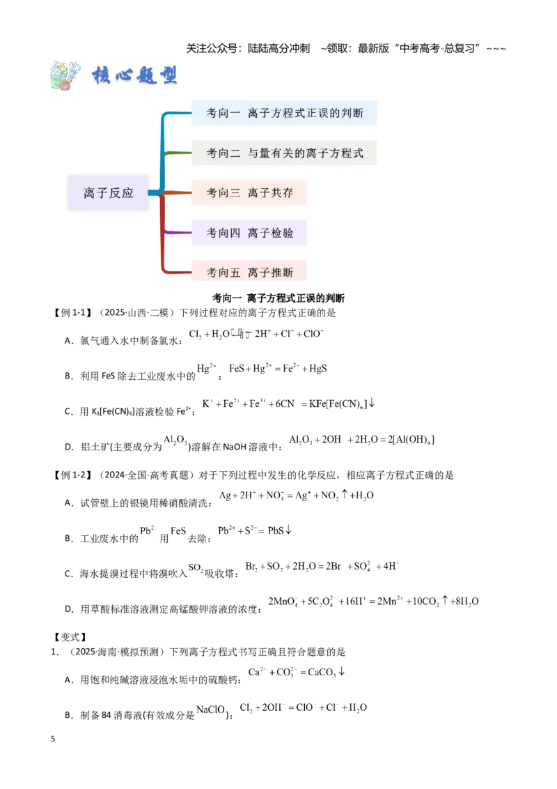 《第02讲离子反应-（新高考专用）（学生版）_05-化学-高考总复习_一轮复习_2026年-化学高考一轮复习_2026年新高考化学一轮复习（新高考专用）-G413_资料》第5页预览