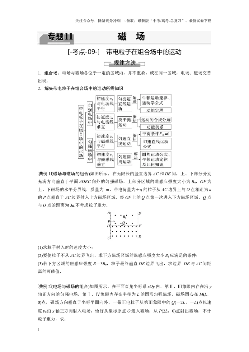 《考点09带电粒子在组合场中的运动（原卷版）_04-物理-高考总复习_一轮复习_2024年_2024年新高考物理一轮专题复习方略_资料_第十一章磁场(11)份》第1页预览