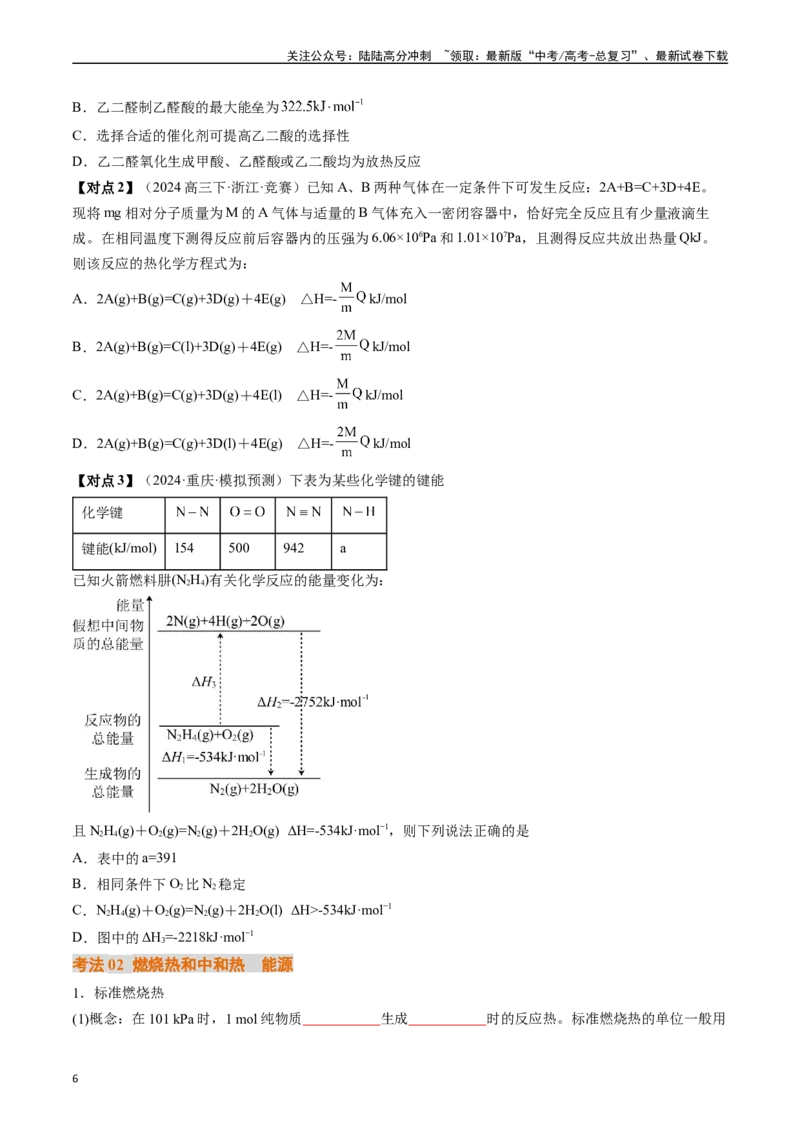 《考点21化学反应的热效应（核心考点精讲精练）-（新高考通用）（学生版）_05-化学-高考总复习_一轮复习_2025年_2025年高考化学一轮复习考点精讲精练（新高考通用）》第6页预览