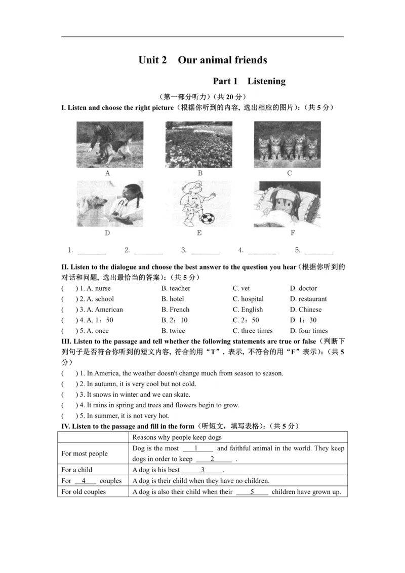 《牛津上海版七年级上册Unit2Ouranimalfriends综合测试卷_初中英语期中卷+期末卷+单元卷+月考卷_初中英语单元测试_沪教版（上海）_沪教版（上海）_七上》第1页预览