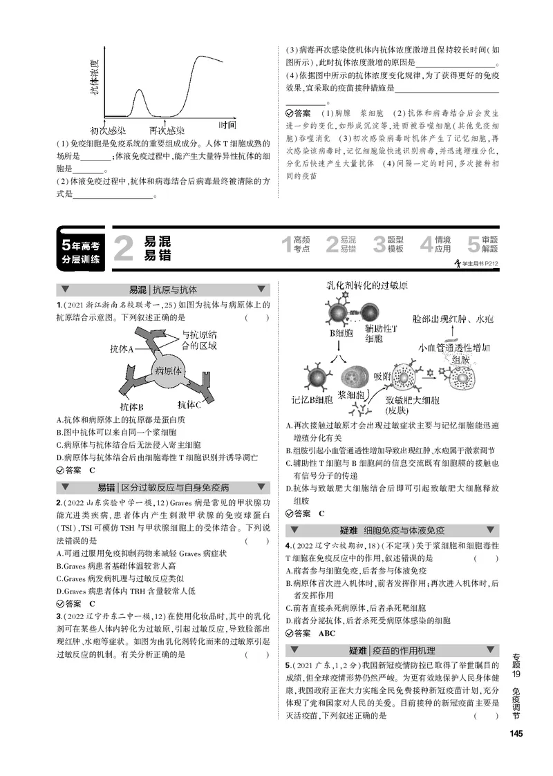 《1_专题19　免疫调节(PDF版）_2023版教学资源包_2023版新高考新教材版选考总复习生物5·3B版_19_专题十九免疫调节_4_专题电子书》第4页预览
