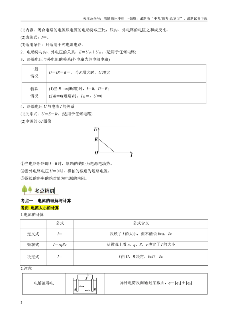 《考点36电路的基本概念和规律 闭合电路欧姆定律（核心考点精讲精练）（教师版）_04-物理-高考总复习_一轮复习_2025年_2025年高考物理一轮复习考点精讲精练（新高考通用）》第3页预览