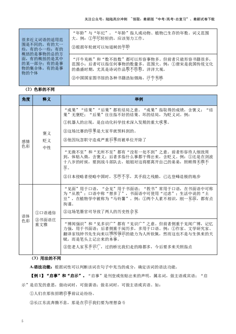 《考点38正确使用词语（教师版）_一轮复习_2025年_2025年高考语文一轮复习考点精讲精练（新高考通用）》第5页预览
