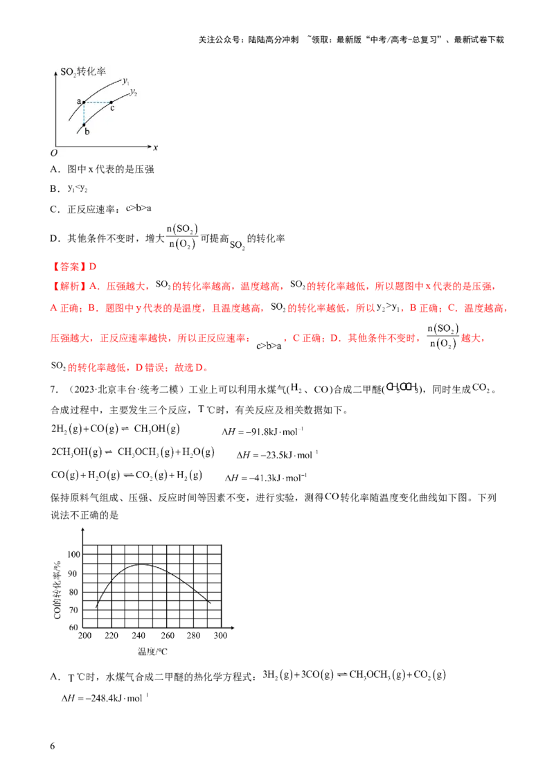 《第27讲化学反应速率、平衡图像（练习）（解析版）_05-化学-高考总复习_一轮复习_2024年_2024年高考化学一轮复习讲练测(课件+讲义+练习)（新高考）_讲义+练习》第6页预览
