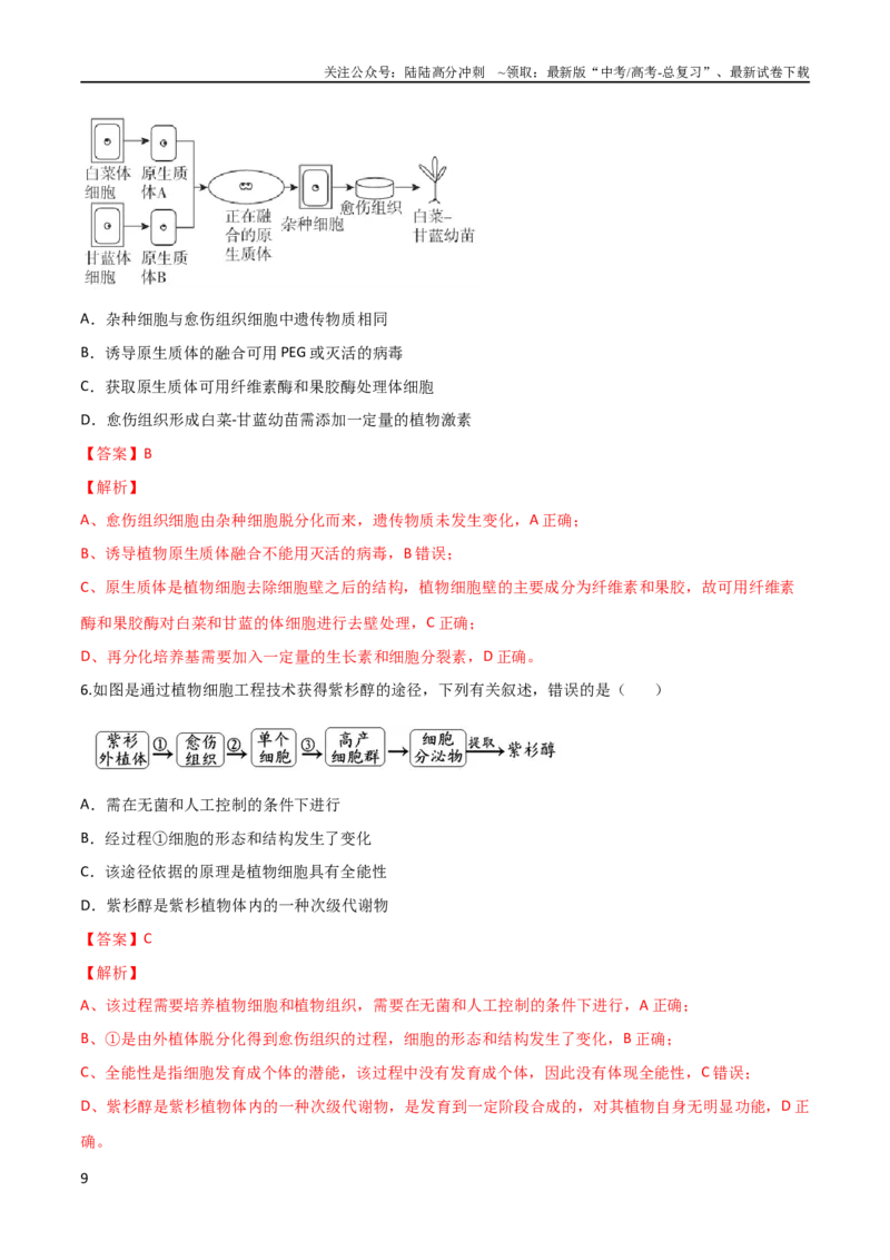 《考点12细胞工程与胚胎工程（解析版）_06-生物-高考总复习_二轮复习_2024年_2024年高考生物二轮复习考点归纳与解题策略新高考_资料》第9页预览