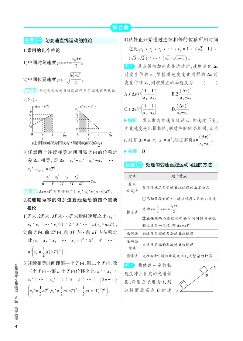 《1_4.PDF教参电子书——知识讲解册_2024版教学资源包_2024版.新高考版物理.5·3A版_1_专题一直线运动_2_PDF教参电子书》第4页预览