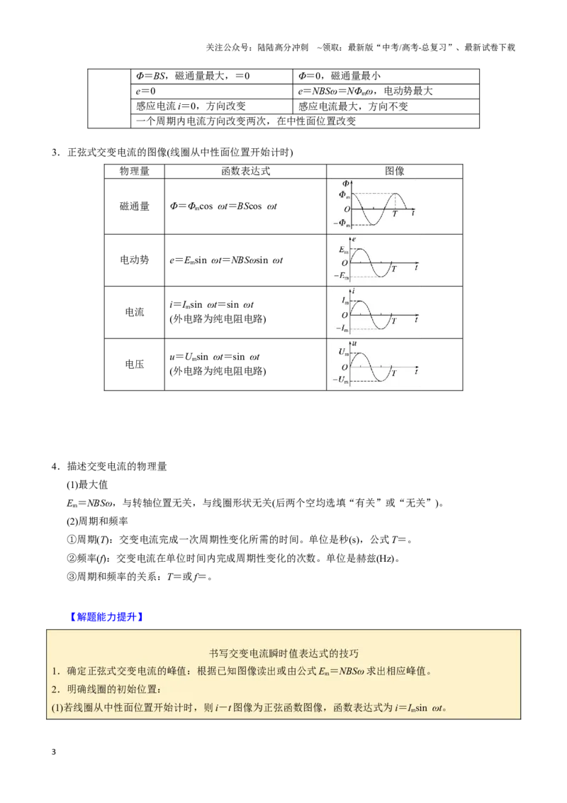 《第23讲交变电流（三大题型）（举一反三）（教师版）_04-物理-高考总复习_专项复习_2025年_2025年高考物理举一反三系列（新高考通用）_资料》第3页预览
