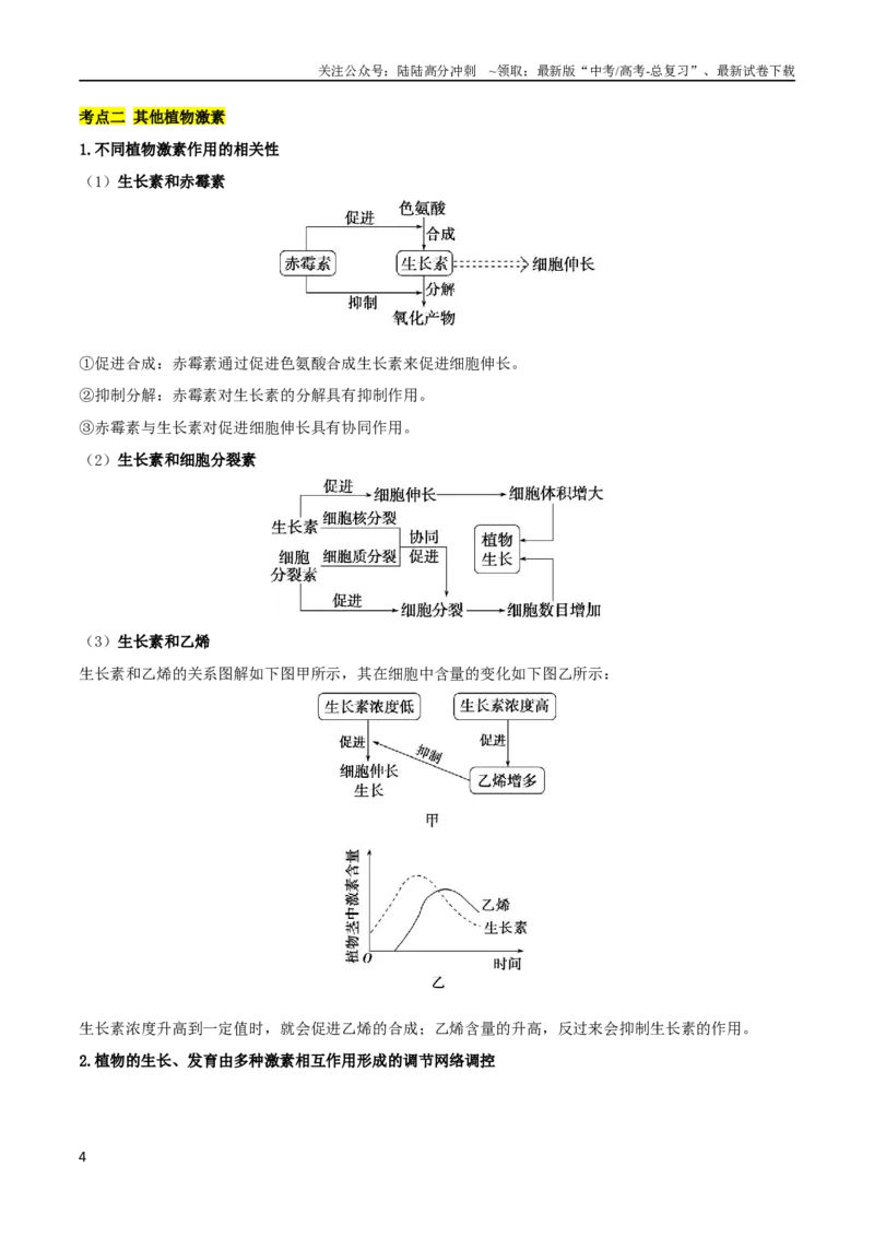 《考点08植物激素调节（解析版）_06-生物-高考总复习_二轮复习_2024年_2024年高考生物二轮复习考点归纳与解题策略新高考_资料》第4页预览