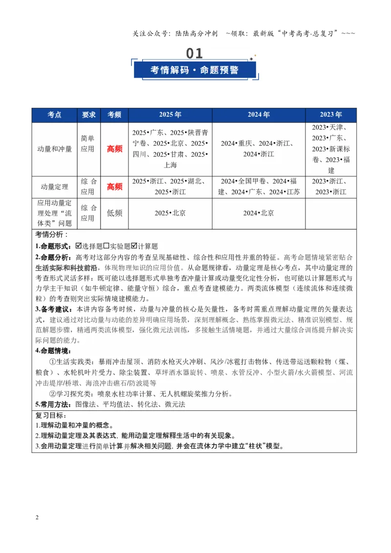 《第25讲动量和动量定理（复习讲义）（全国通用）（学生版）_04-物理-高考总复习_一轮复习_2026年-物理高考一轮复习_2026年高考物理一轮复习讲义+练习+课件（新教材新高考）-G55_2026版》第2页预览