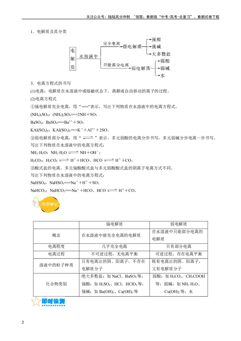 《考点26弱电解质的电离(核心考点精讲精练)_05-化学-高考总复习_一轮复习_2024年_2024年高考化学一轮复习考点帮（全国通用）_考点26弱电解质的电离（核心考点精讲精练）（全国通用）》第2页预览