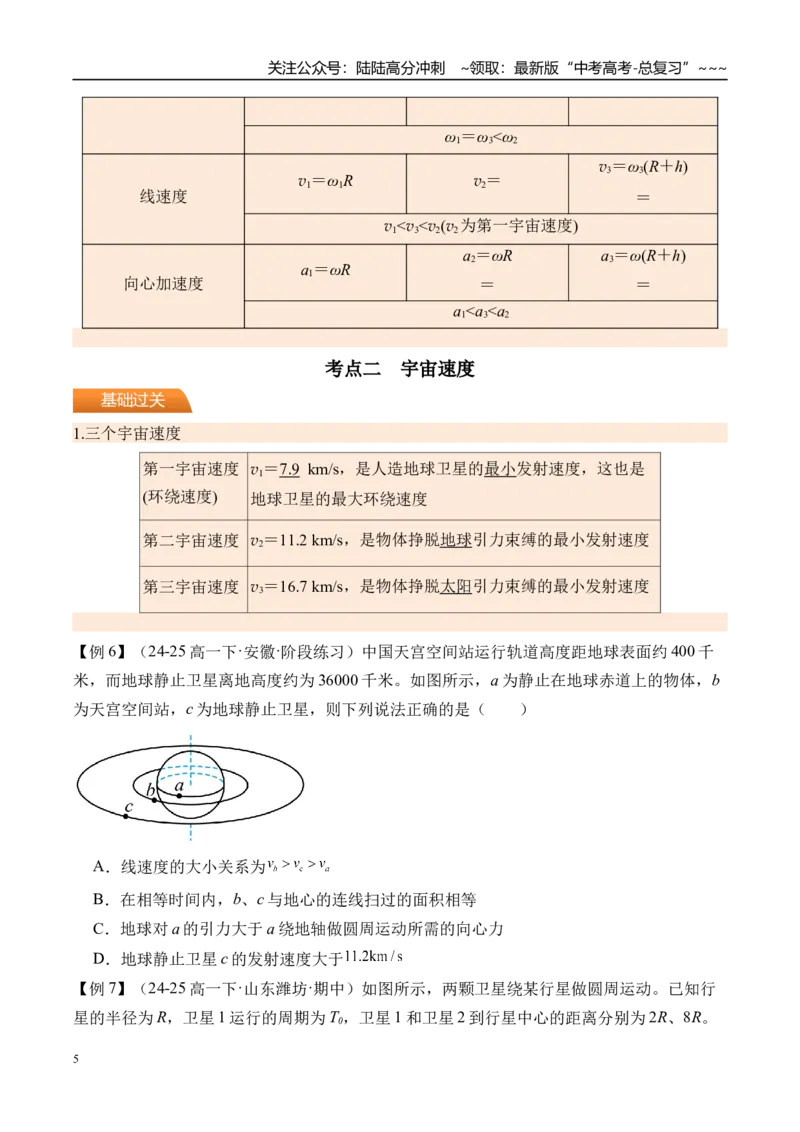 《第25讲人造卫星宇宙速度-（讲义）（学生版）_04-物理-高考总复习_一轮复习_2026年-物理高考一轮复习_2026年高考物理一轮复习精讲精练-G367_资料》第5页预览