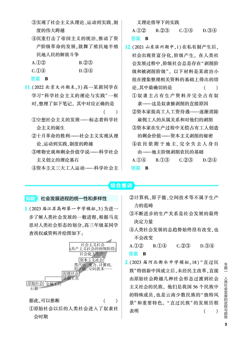 《1_5.PDF教参电子书——分层集训册_2024版教学资源包_2024版.新高考版政治.5·3A版_1_专题一人类社会发展的进程与趋势_4_PDF教参电子书》第3页预览