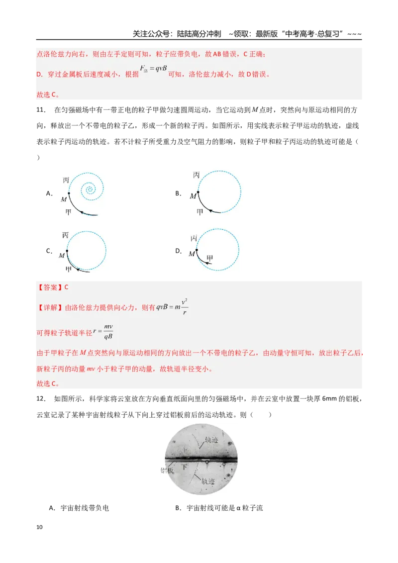 《第39讲带电粒子在磁场中的运动（专项训练）（安徽专用）（教师版）_04-物理-高考总复习_一轮复习_2026年-物理高考一轮复习_2026年高考物理一轮课件+讲义+练习（安徽专用）-G326》第10页预览