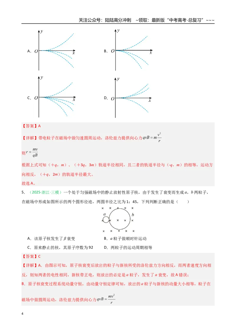 《第39讲带电粒子在磁场中的运动（专项训练）（安徽专用）（教师版）_04-物理-高考总复习_一轮复习_2026年-物理高考一轮复习_2026年高考物理一轮课件+讲义+练习（安徽专用）-G326》第4页预览
