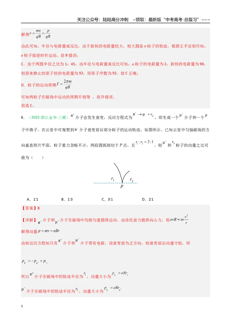 《第39讲带电粒子在磁场中的运动（专项训练）（安徽专用）（教师版）_04-物理-高考总复习_一轮复习_2026年-物理高考一轮复习_2026年高考物理一轮课件+讲义+练习（安徽专用）-G326》第5页预览