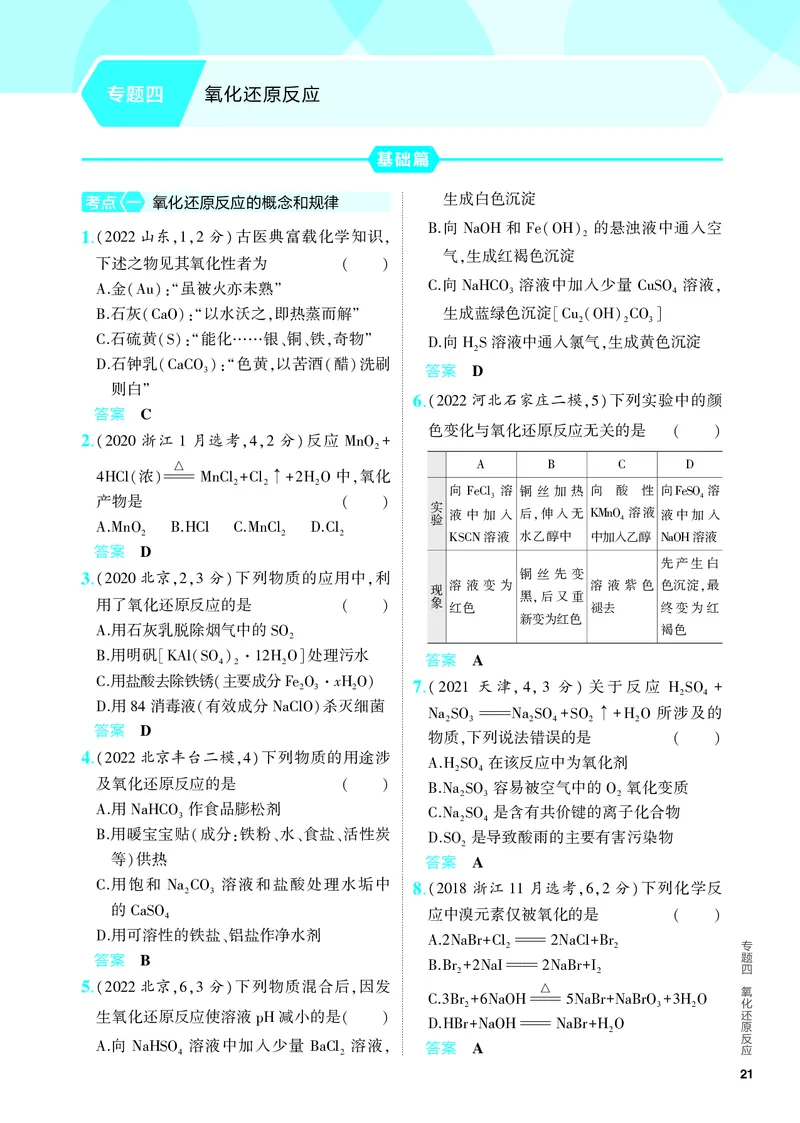 《2_5.PDF教参电子书——分层集训册_2024版教学资源包_2024版.新高考版化学.5·3A版_4_专题四氧化还原反应_6_专题电子书》第1页预览