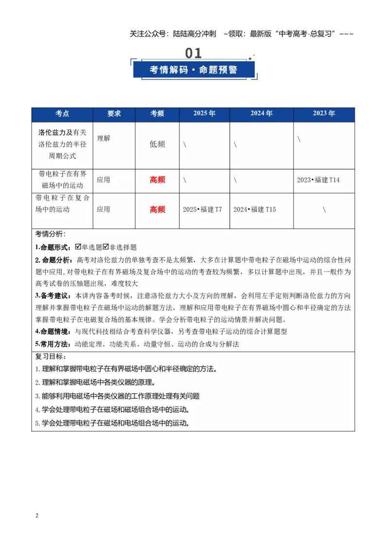 《第38讲洛伦兹力带电粒子在匀强磁场中的运动（复习讲义）（福建专用）（教师版）_04-物理-高考总复习_一轮复习_2026年-物理高考一轮复习》第2页预览
