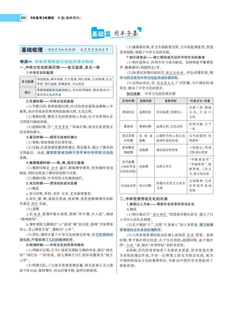 《1_专题考点精析_2023版教学资源包_2023版新高考版选考总复习历史5·3A版_18_第十八单元源远流长的中华文化与丰富多样的世界文化_7_专题考点精析》第2页预览
