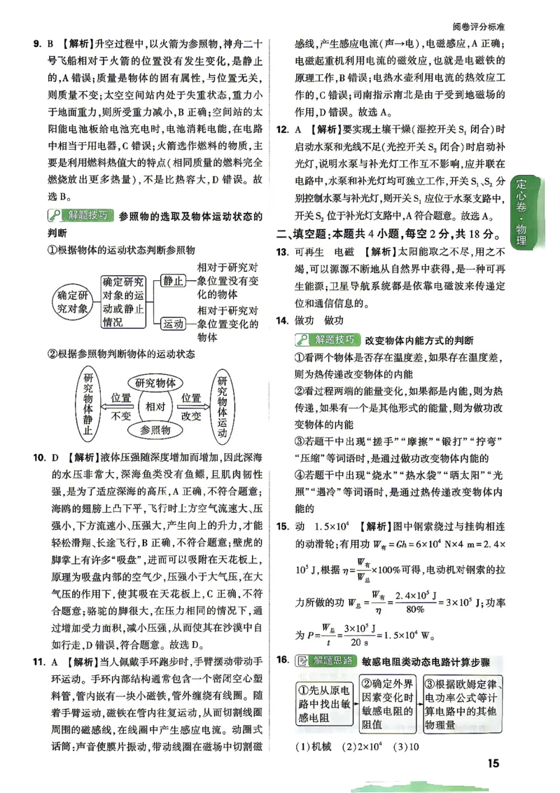 《定心卷物理答案_2026版《万唯中考定心卷》7科多省合集_万唯2026版中考《万唯定心卷》7科全套（湖南）_物理》第2页预览