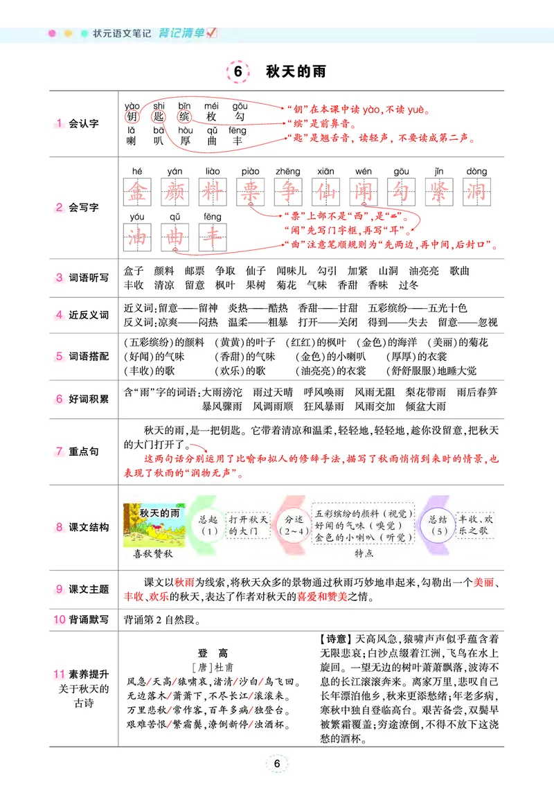 《三（上）语文状元语文笔记（背记清单）_3年级上册同步教辅合集_3上-语文_三上语文-核心考点》第7页预览