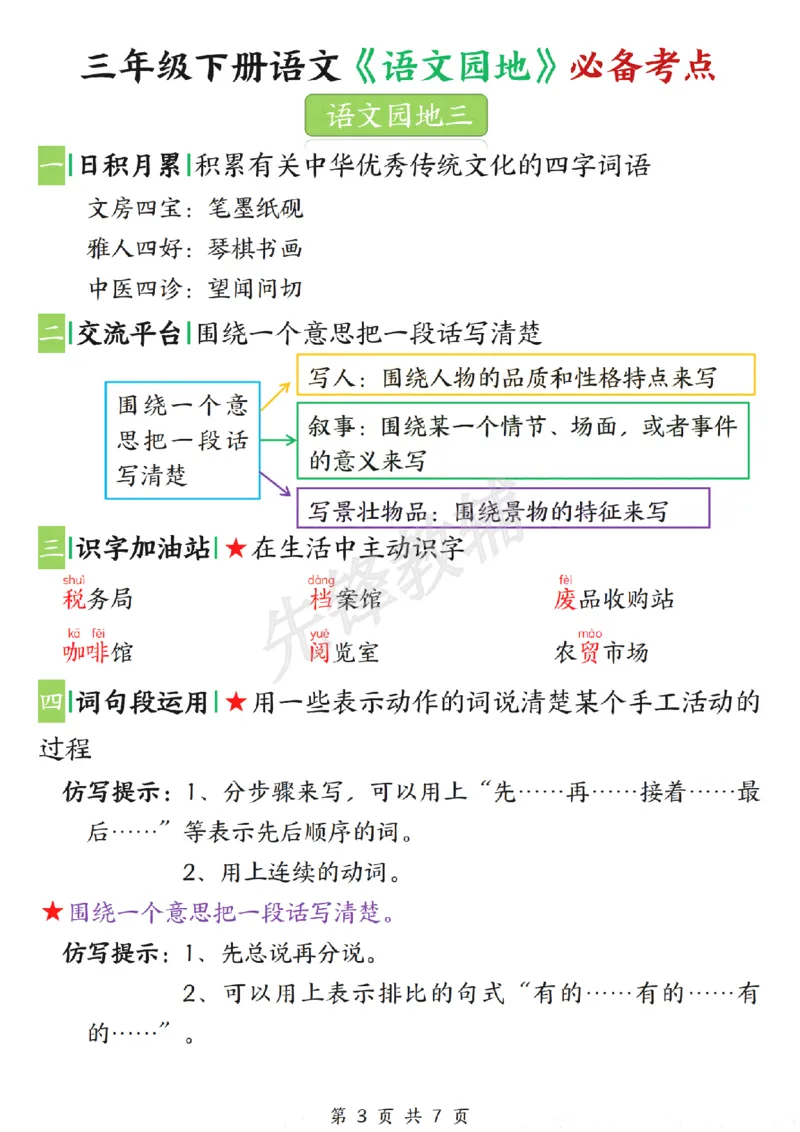 《三年级（下）语文《语文园地》必备考点_3年级下册同步教辅_3下-语文_三下语文专项练习》第3页预览