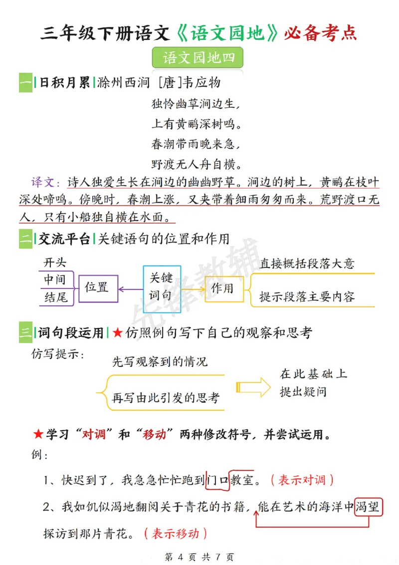 《三年级（下）语文《语文园地》必备考点_3年级下册同步教辅_3下-语文_三下语文专项练习》第4页预览