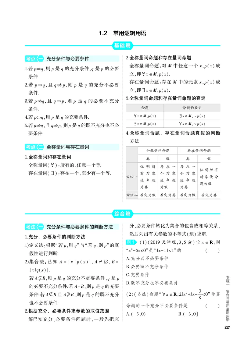 《2_1.2　常用逻辑用语_2024版教学资源包_2024版.新高考版数学.5·3A版_2_专题一12常用逻辑用语_4_PDF教参电子书》第1页预览