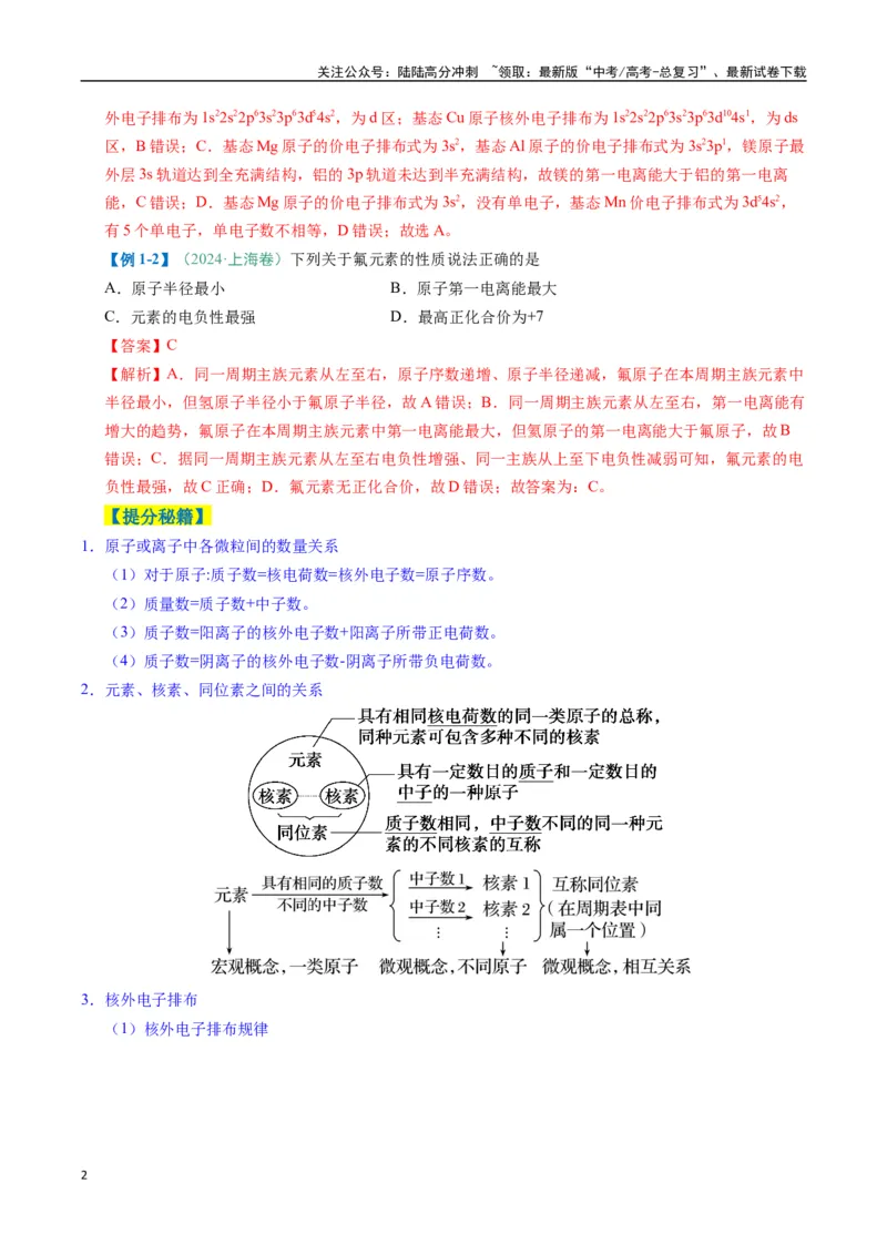 《题型07原子、分子、晶体结构与性质（解析版）_05-化学-高考总复习_二轮复习_2025年_2025年高考化学二轮热点题型归纳与变式演练（新高考通用）》第2页预览
