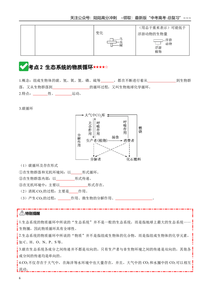 《第35讲生态系统的功能及其稳定性（知识清单）（全国通用）（学生版）_06-生物-高考总复习_一轮复习_2026年-生物高考一轮复习_2026年高考生物一轮复习讲义+练习+课件（新教材新高考）-G55》第6页预览