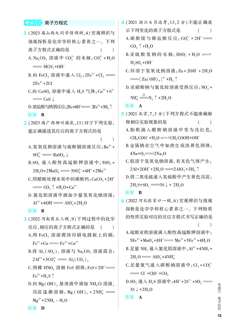 《2_5.PDF教参电子书——分层集训册_2024版教学资源包_2024版.新高考版化学.5·3A版_3_专题三离子反应_6_专题电子书》第2页预览