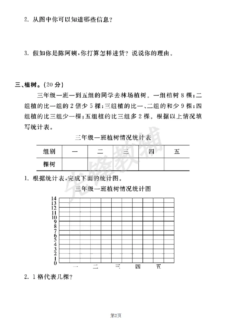 《三年级（下）数学第八单元测试卷《青岛63版》_3年级下册同步教辅_3下-数学_三下数学单元+期中+期末测试卷_三下数学青岛63版试卷_三下数学《青岛63版》单元测试卷》第2页预览