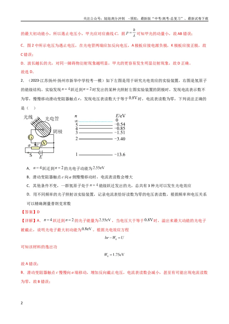 《考点巩固卷79近代物理（光电效应、波粒二象性、原子结构、原子核、相对论）（解析版）_04-物理-高考总复习_一轮复习_2024年_2024年高考物理一轮复习考点通关卷（新高考通用）》第2页预览