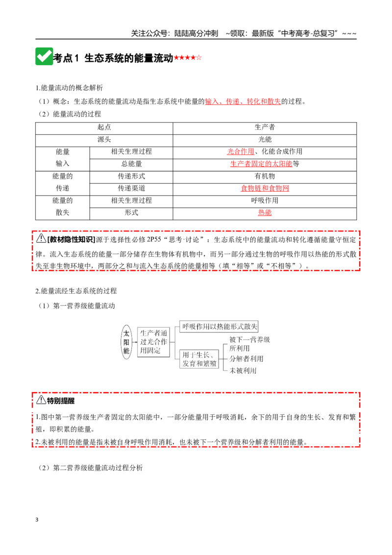 《第35讲生态系统的功能及其稳定性（知识清单）（全国通用）（教师版）_06-生物-高考总复习_一轮复习_2026年-生物高考一轮复习_2026年高考生物一轮复习讲义+练习+课件（新教材新高考）-G55》第3页预览
